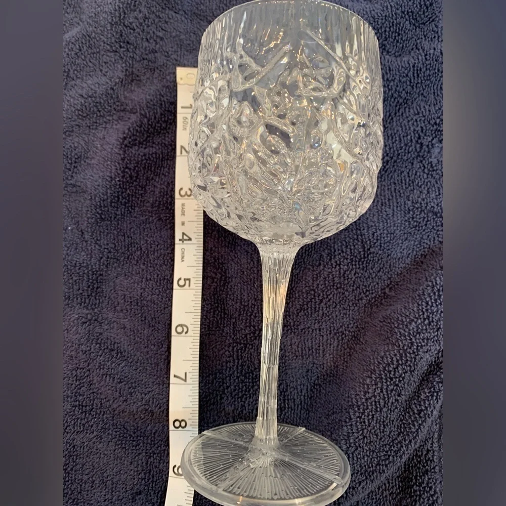 Vintage Lucite “Cracked Ice” Wine Glasses Set of 2